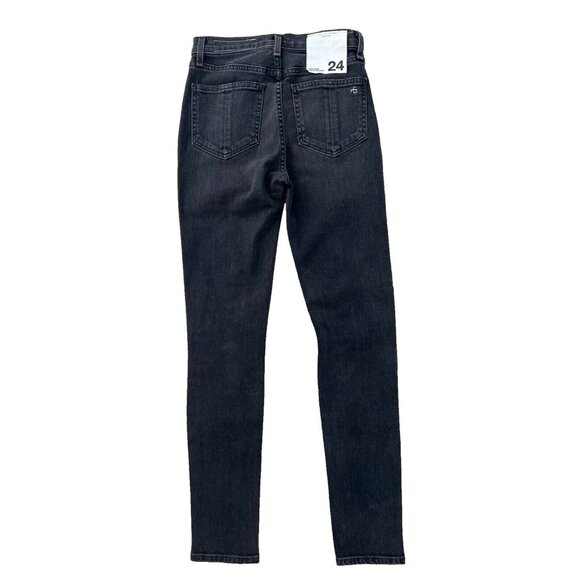 Rag & Bone High-Rise Distressed Ankle Skinny Jeans in Rock With Holes ( 24 ) - Picture 5 of 6
